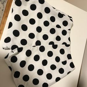 Black and white polka dot high waisted shorts
